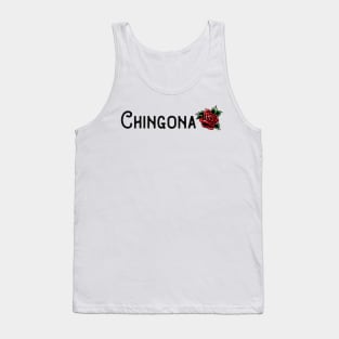 Chingona Red Rose Floral Latina Strong Mujer Mexican Saying Tank Top